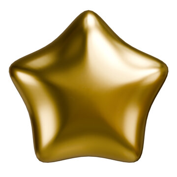 3D Glossy Gold Star Element on White Background