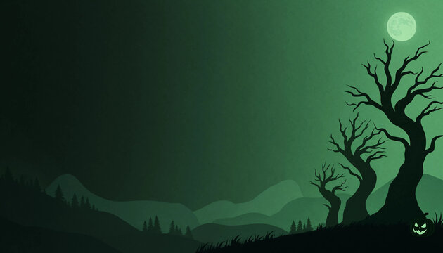 Spooky pixel art landscape featuring a glowing full moon and dead trees for a dark halloween background