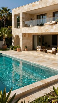 Luxury Villa Swimming Pool Vertical View