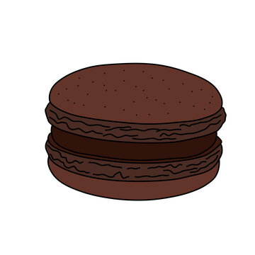 Hand drawn chocolate macaron