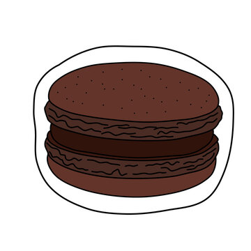 chocolate macaron hand drawn doodle illustration sticker