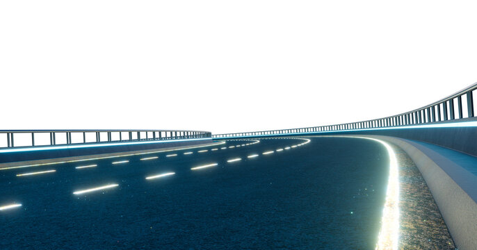 3d rendering futuristic glowing highway on transparent background