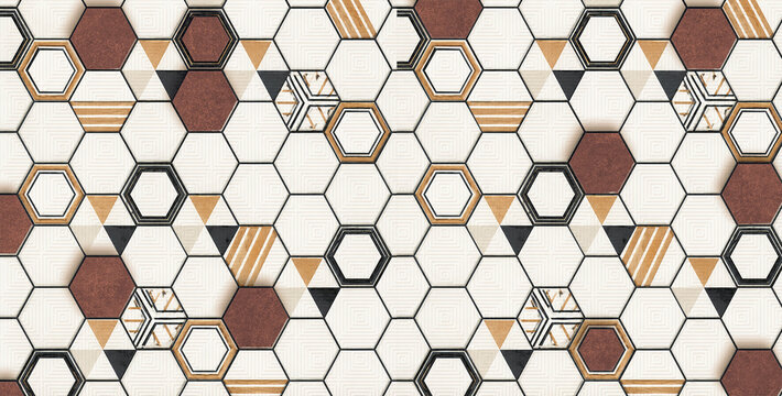  hexagons  seamless colorful pattern with