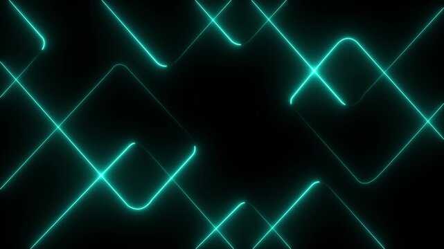 Abstract techno background with cyan neon lights. Striped texture in cross shape for innovation concept.Motion graphics of concept animation