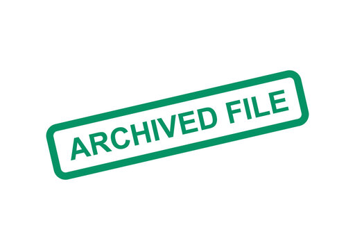 Green archived file stamp or label with white text on transparent background isolated on transparent background