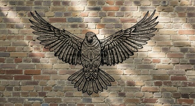 Intricate Stencil Artwork of a Bird in Flight 912