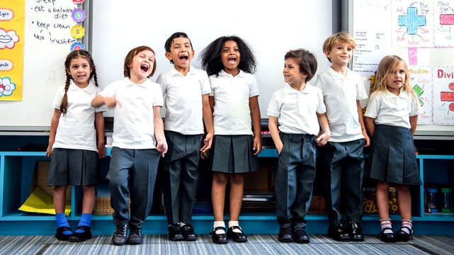 Diverse children enjoying classroom learning