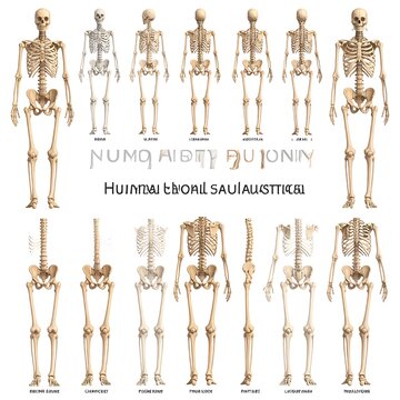 Historical anatomical illustrations of human skeletal system.