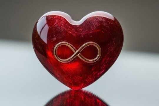A heart with an infinity symbol engraved in its center representing endless love