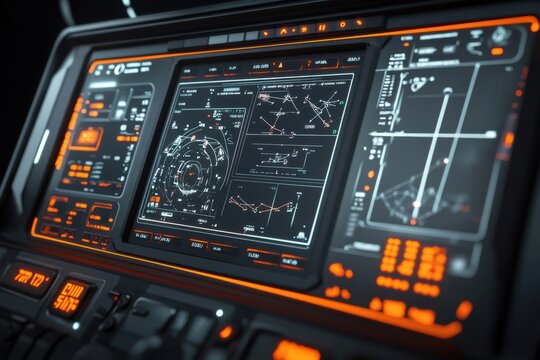 A futuristic drone control panel with 3D visualization and telemetry charts