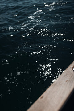 Boat Wake Waves on the Sea, Speedboat Sailing Through Open Water