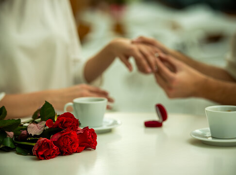 Romantic Ring Proposal Closeup.