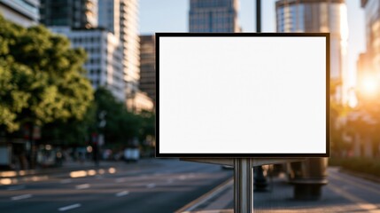 Fototapeta premium Blank Digital Billboard Screen in Urban City Street with Copy Space for Advertising