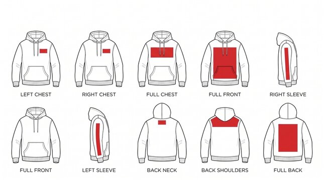 Hoodie Print Placement Guide and Technical Design Template