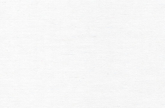 Horizontal canvas paper ribs cross a white cellulose sheet with scattered fiber flecks creating an artist paper texture for painted media print compositions and layered backgrounds
