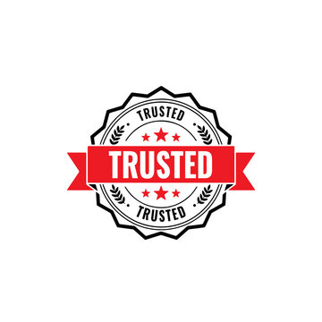 Red trusted stamp sign with grunge texture