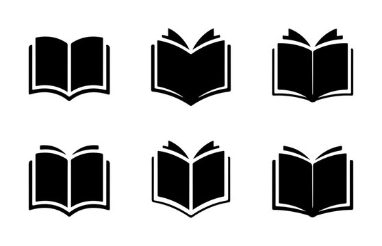 Book icon black vector library school literature encyclopedia journal knowledge education symbol set.