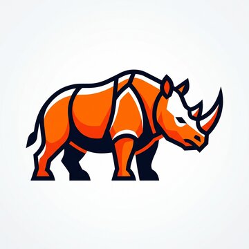 Stylized orange rhinoceros mascot logo vector illustration
