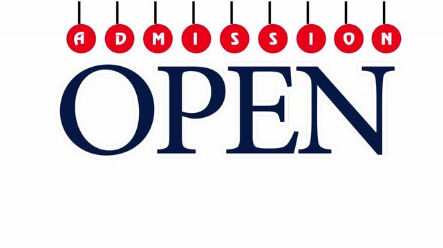 Admission open text on banner for enrollment academic enroll now study education learning teaching college school university research 