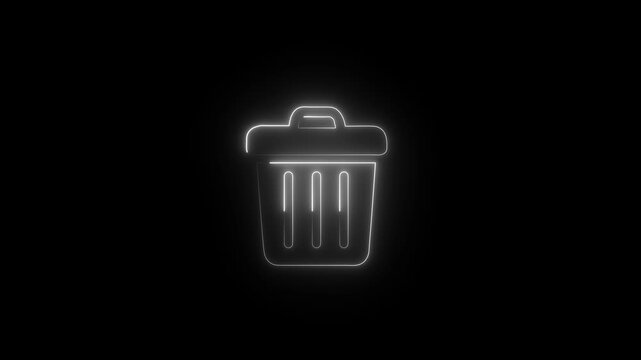 Glowing neon trash can animation: digital waste management and ui