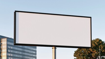 Fototapeta premium Blank Outdoor Billboard Sign for Advertising Mockup Against Modern City Building and Clear Sky