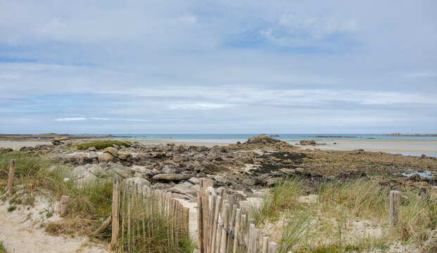 Beautiful coastline in Brittany, France at the beach of Guisseny