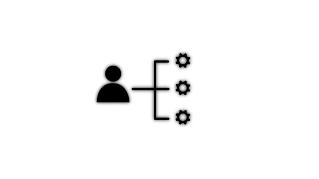 Abstract project manager icon with gear animation on green screen. Stakeholders management icon concept.