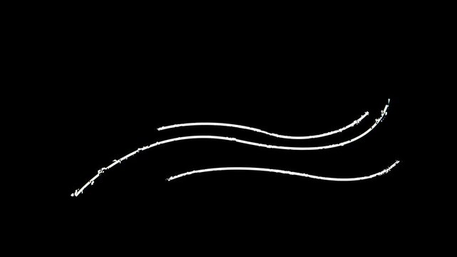 vector white lines wind effect on green screen, UI motion graphics. alpha adjustment layer, smooth animated line filter, 2d animation