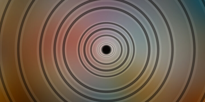 Abstract tunnel effect with concentric rings fading into dark central point of light.