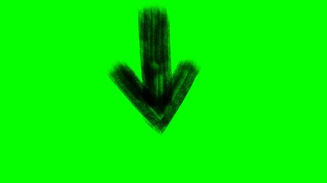 black arrow symbol hand drawn on green screen animation pencil sketch