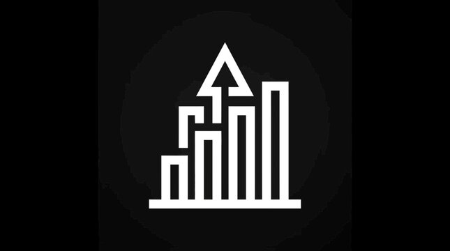 Bar chart building logo with upward arrow.