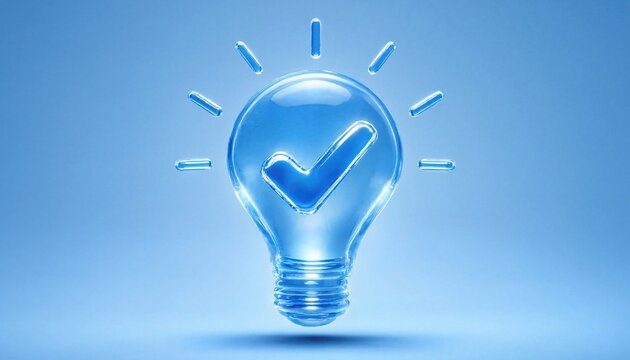 3D lightbulb icon isolated on white background concept of idea and innovation transparent liquid glass icon 3D rendering