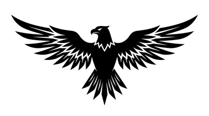 Naklejka premium Bold eagle icon with expansive wingspan silhouette.