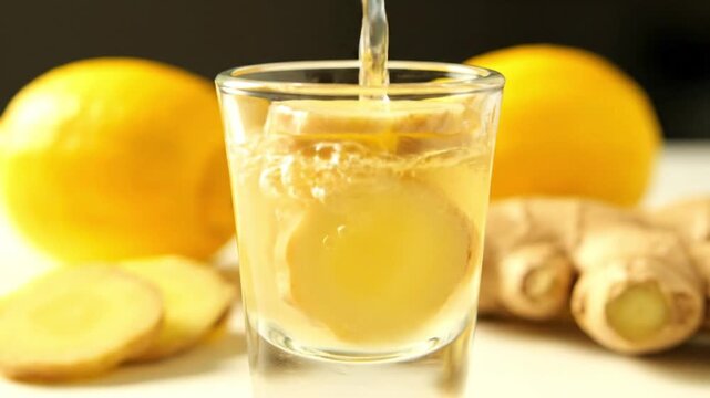 Fresh Ginger Lemon Immunity Shot Squeeze for Health and Wellness