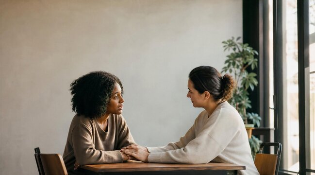 Empathetic conversation between two women offering support