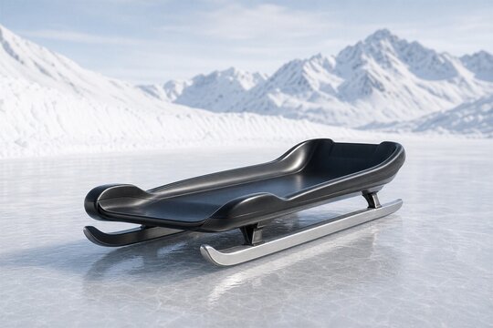 Minimalist Luge on Snow Covered Mountain Range Ice Racer