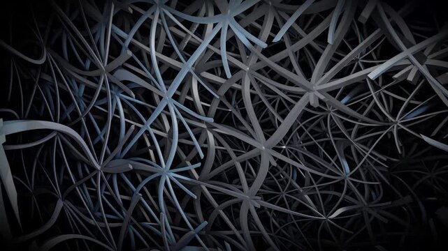 Abstract black and blue ribbons twisting in seamless motion background