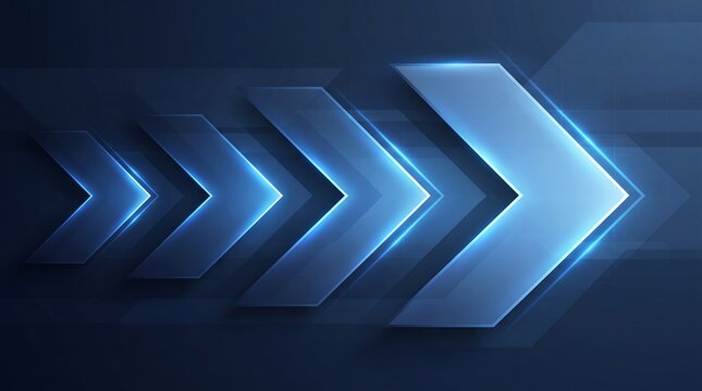 Abstract background featuring multiple glowing blue arrows pointing forward to symbolize progress growth movement direction speed success and dynamic technology development