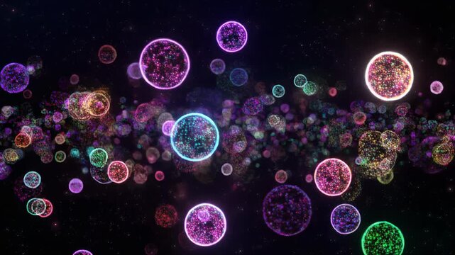 Microscopic cells with fluorescent markers in motion