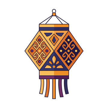 Traditional Indian paper lantern akash kandil hanging for Diwali festival celebration