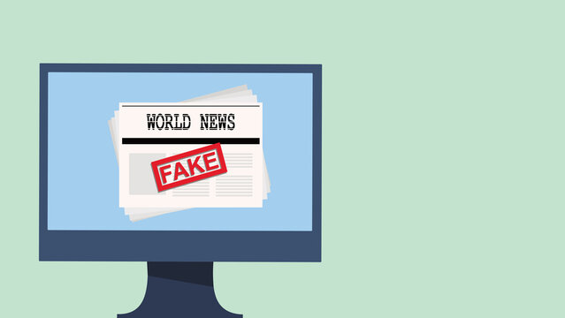 Fake News Monitor Illustration with Newspapers and Digital Headlines Concept