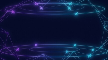 Obraz premium Abstract 6G Network Satellite Telecommunications Background Template with Glowing Signal Lines and Copy Space