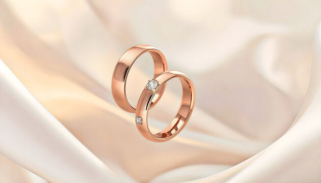 Pair of rose gold wedding rings 