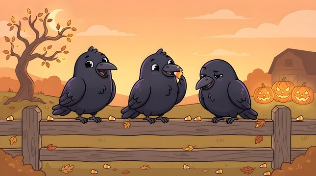 Ravens on fence Halloween