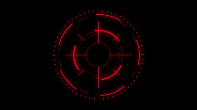 Red digital hud target scope interface overlay for sci-fi gaming and tech ui