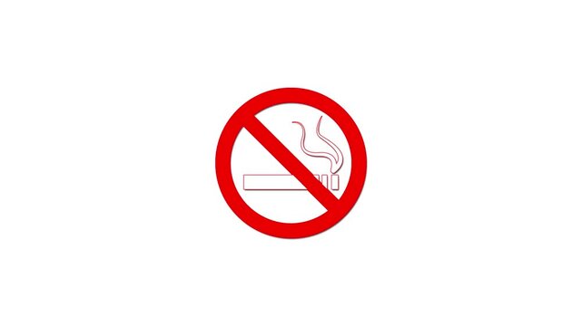 Smoking forbidden sign, Animated stop no smoking and vape ban symbols for smoke free areas, public health warning.