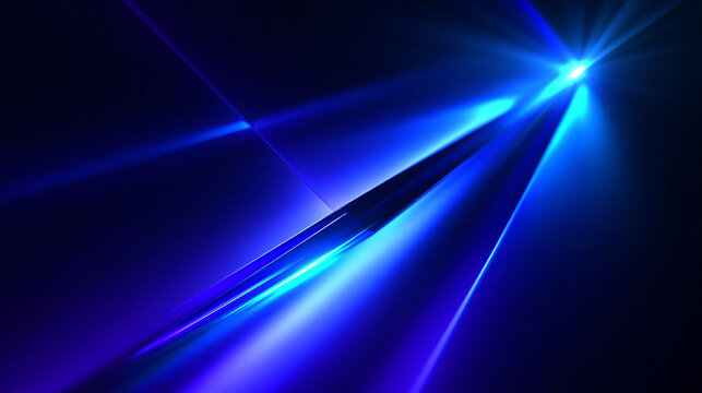 Abstract Blue Laser Light Beam on Dark Background