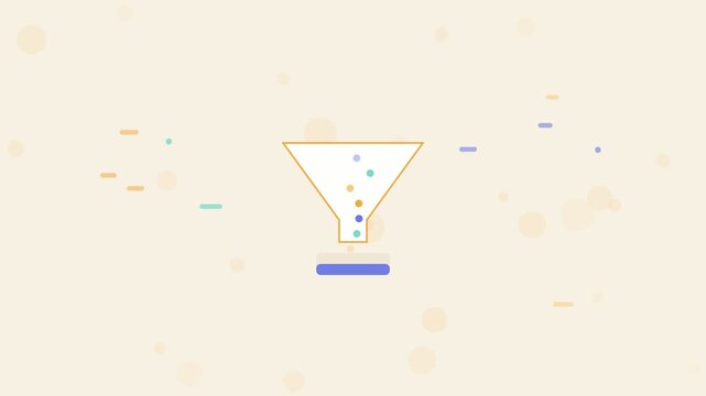 Conversion Rate Funnel animation, amber flat design motion graphic, conversion rate concept, 4K loop