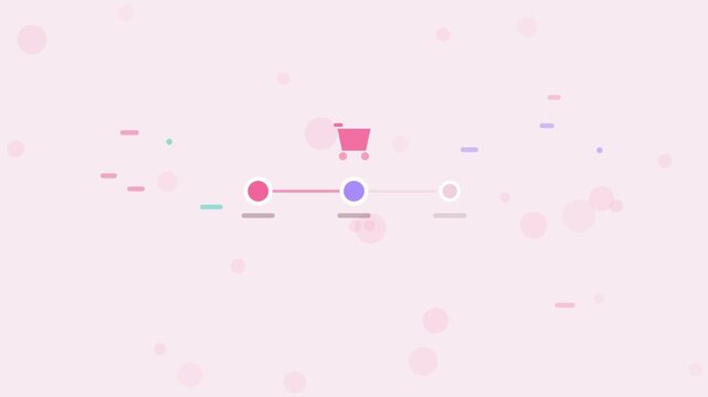 Checkout Cart Funnel animation, pink flat design motion graphic, checkout concept, 4K loop