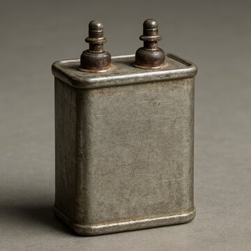 Vintage industrial capacitor with ceramic terminal insulators standing